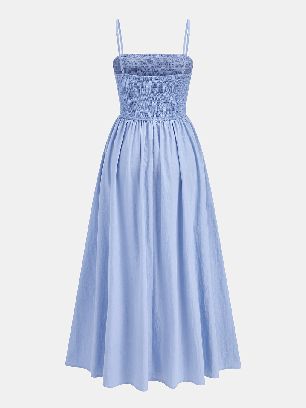 Robe longue caraco smockée en mélange de coton