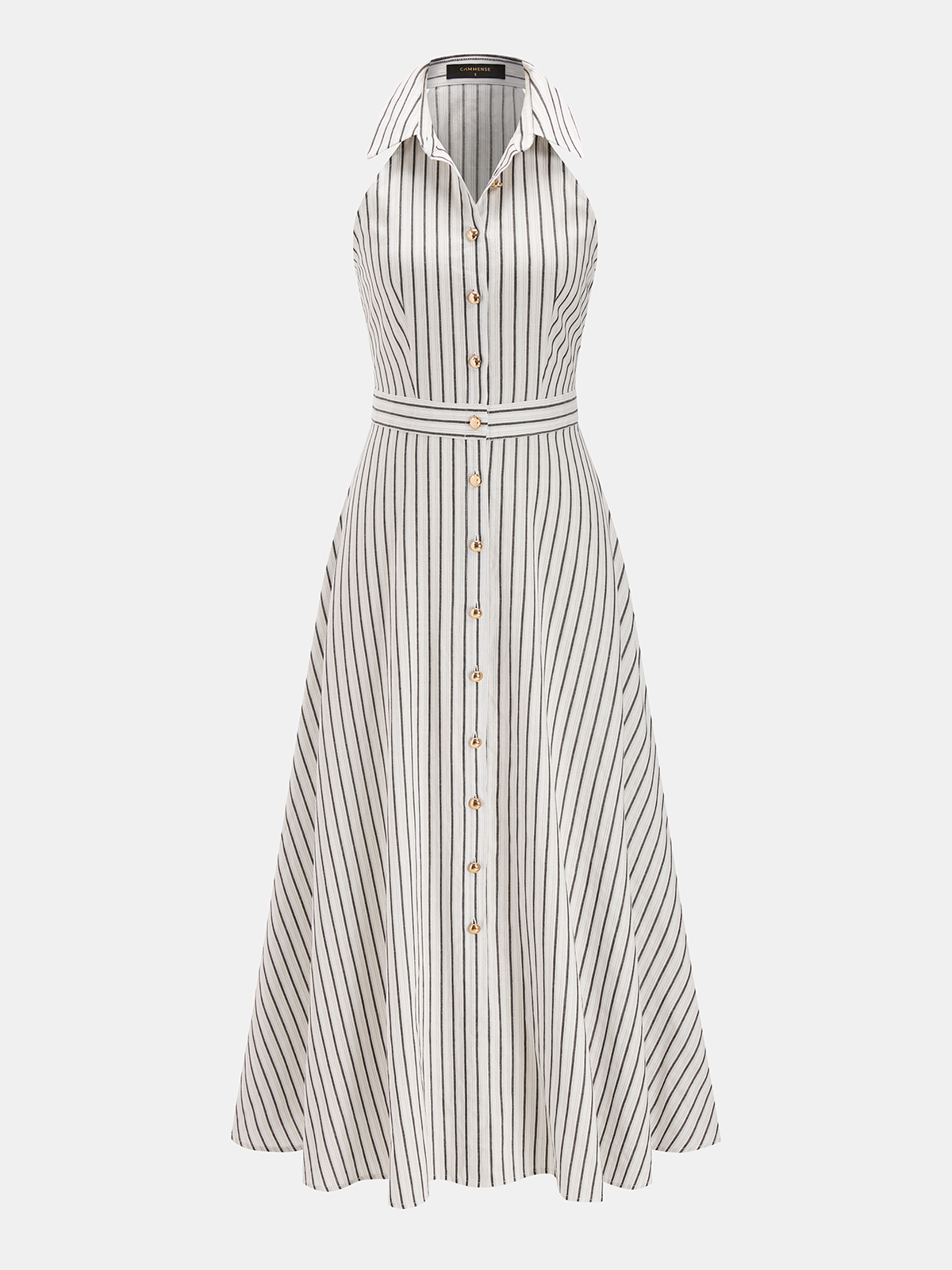 Gestreiftes geknöpftes Maxikleid aus Baumwolle