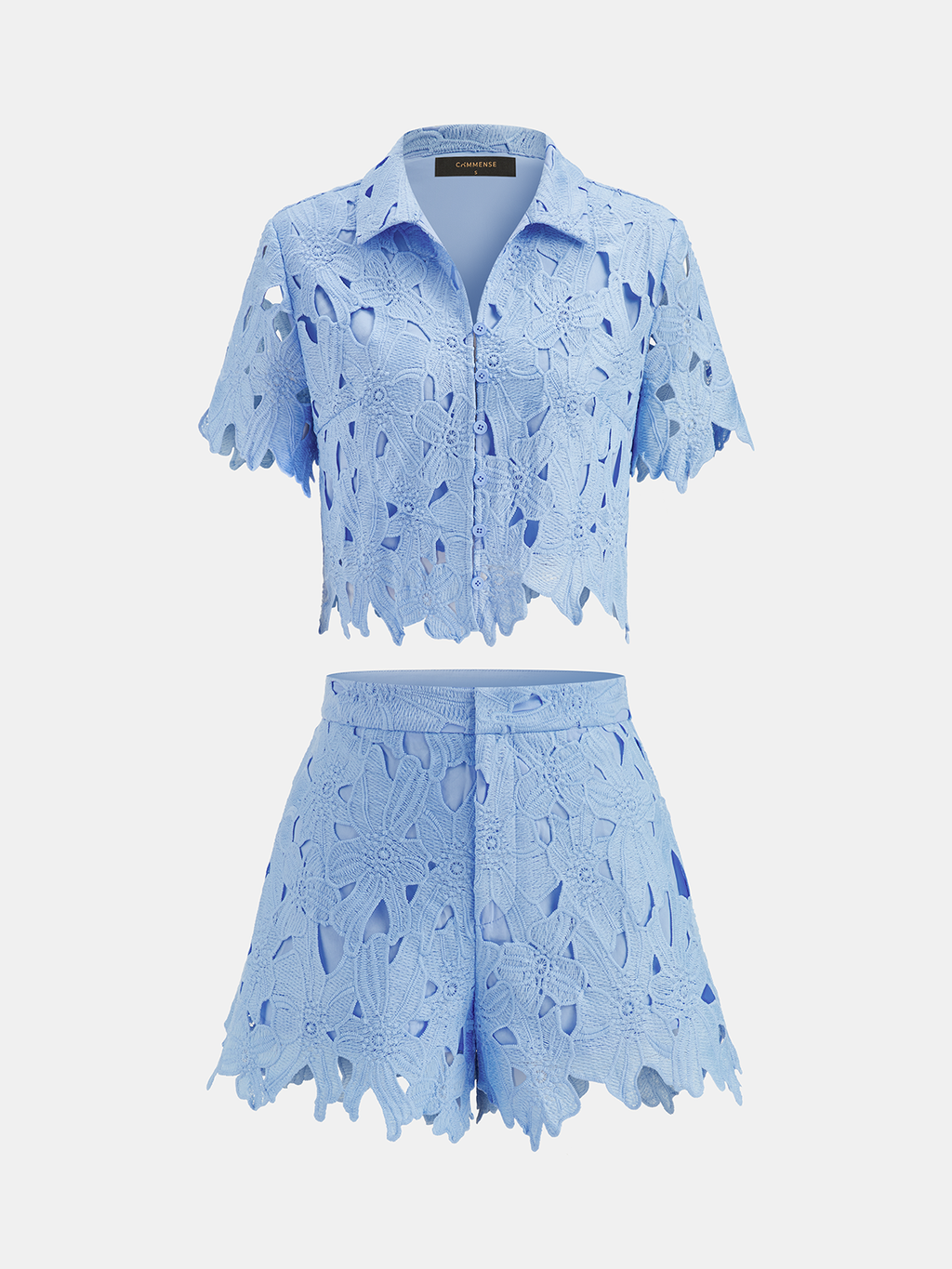 Ensemble chemise courte et short en dentelle florale