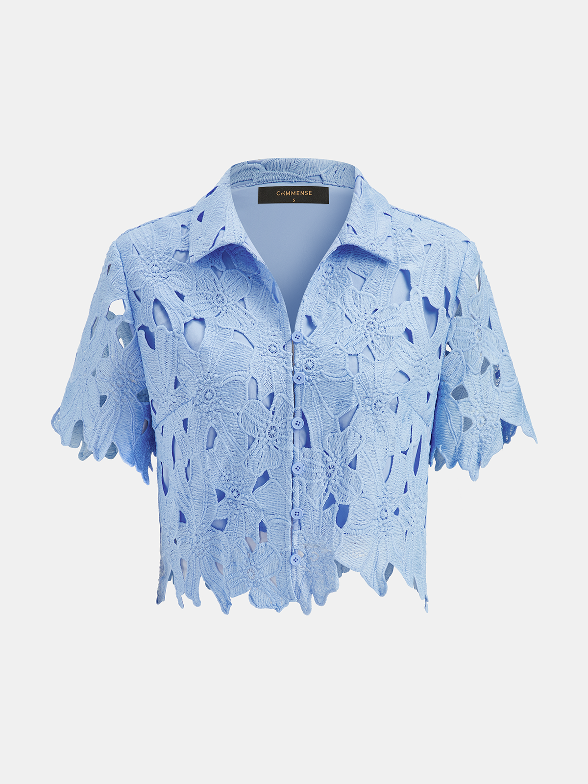 Kurzes Hemd und Shorts Set aus floraler Spitze