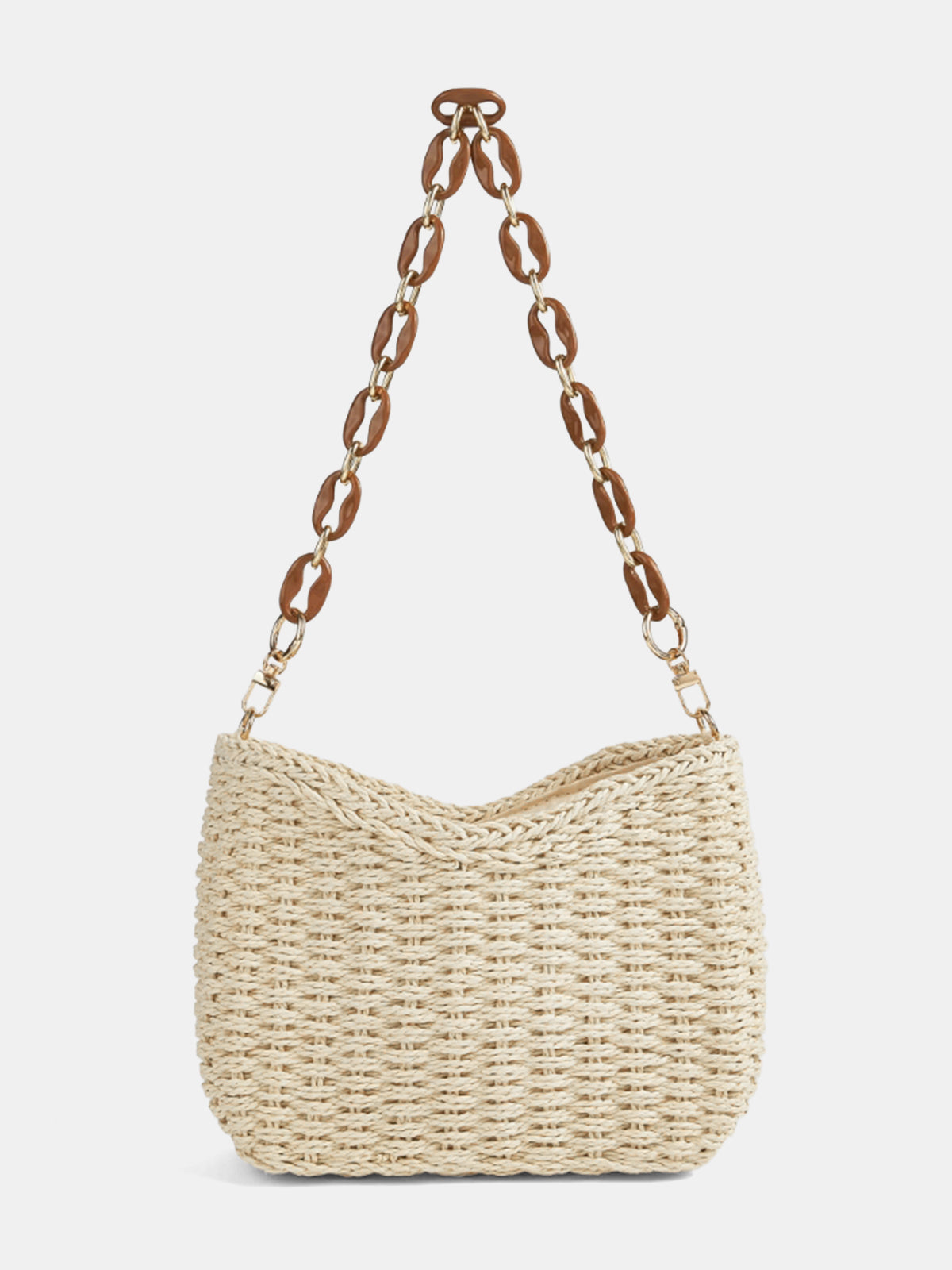 Sac bandoulière tressé en paille avec chaîne