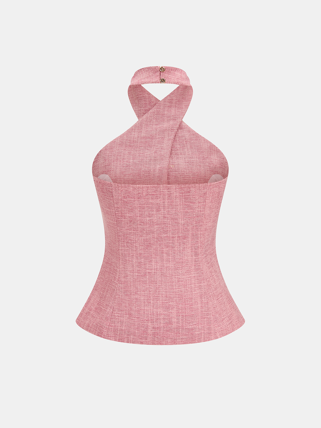 Neckholder-Oberteil mit Metallknöpfen und Shorts-Set