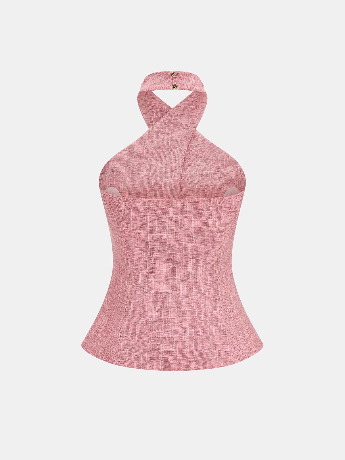 Neckholder-Oberteil mit Metallknöpfen und Shorts-Set