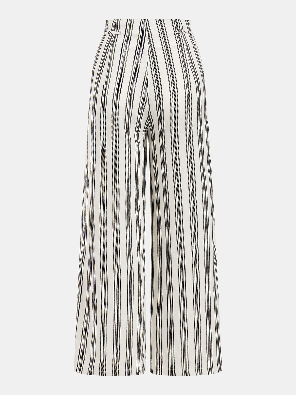Pantalon large rayé en coton et lin