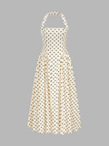 Robe longue dos nu à pois