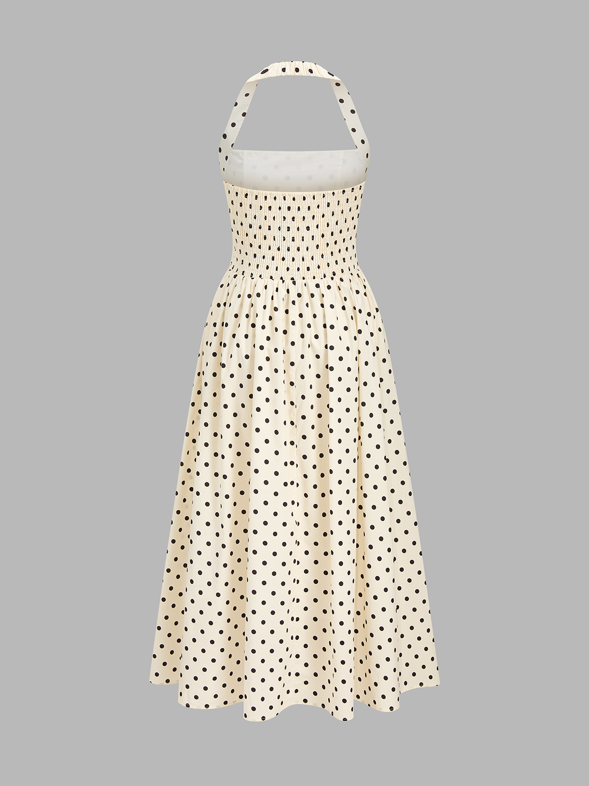 Robe longue dos nu à pois