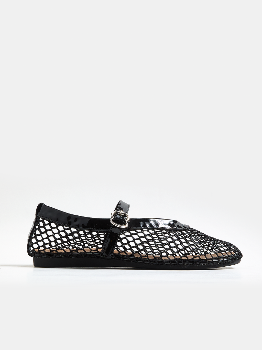 Ballerines en maille de cuir véritable
