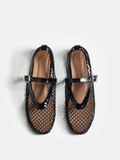 Ballerines en maille de cuir véritable