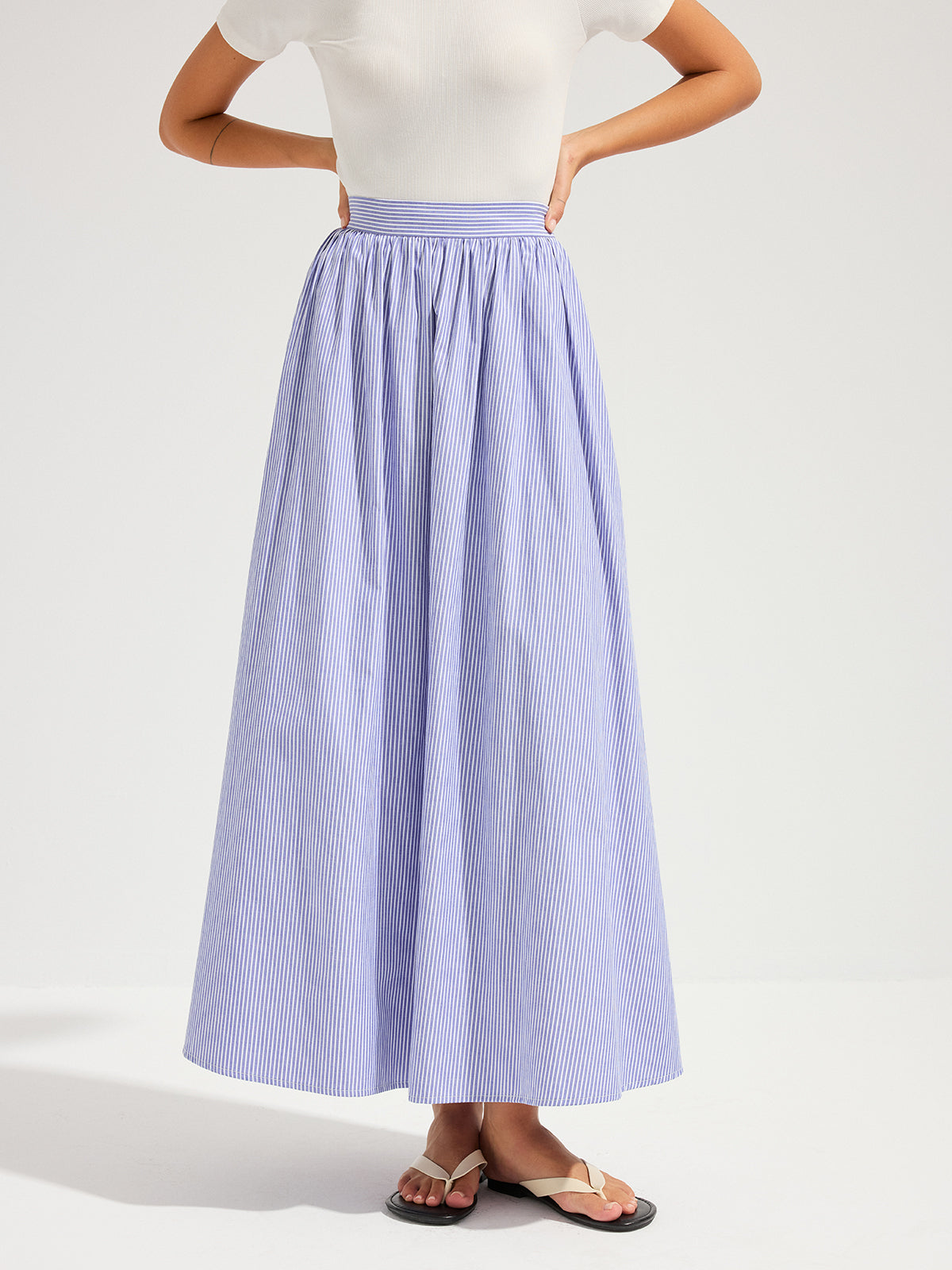 Jupe longue rayée taille mi-haute oversize