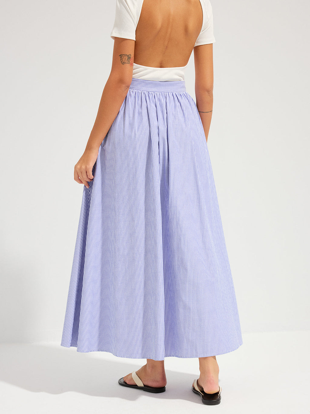 Oversized gestreifter Maxirock mit mittelhohem Bund