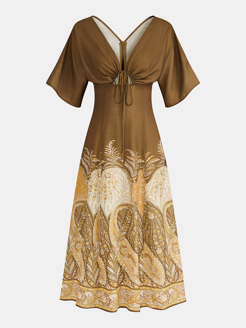 Maxikleid mit Paisley-Print und Bindedetail