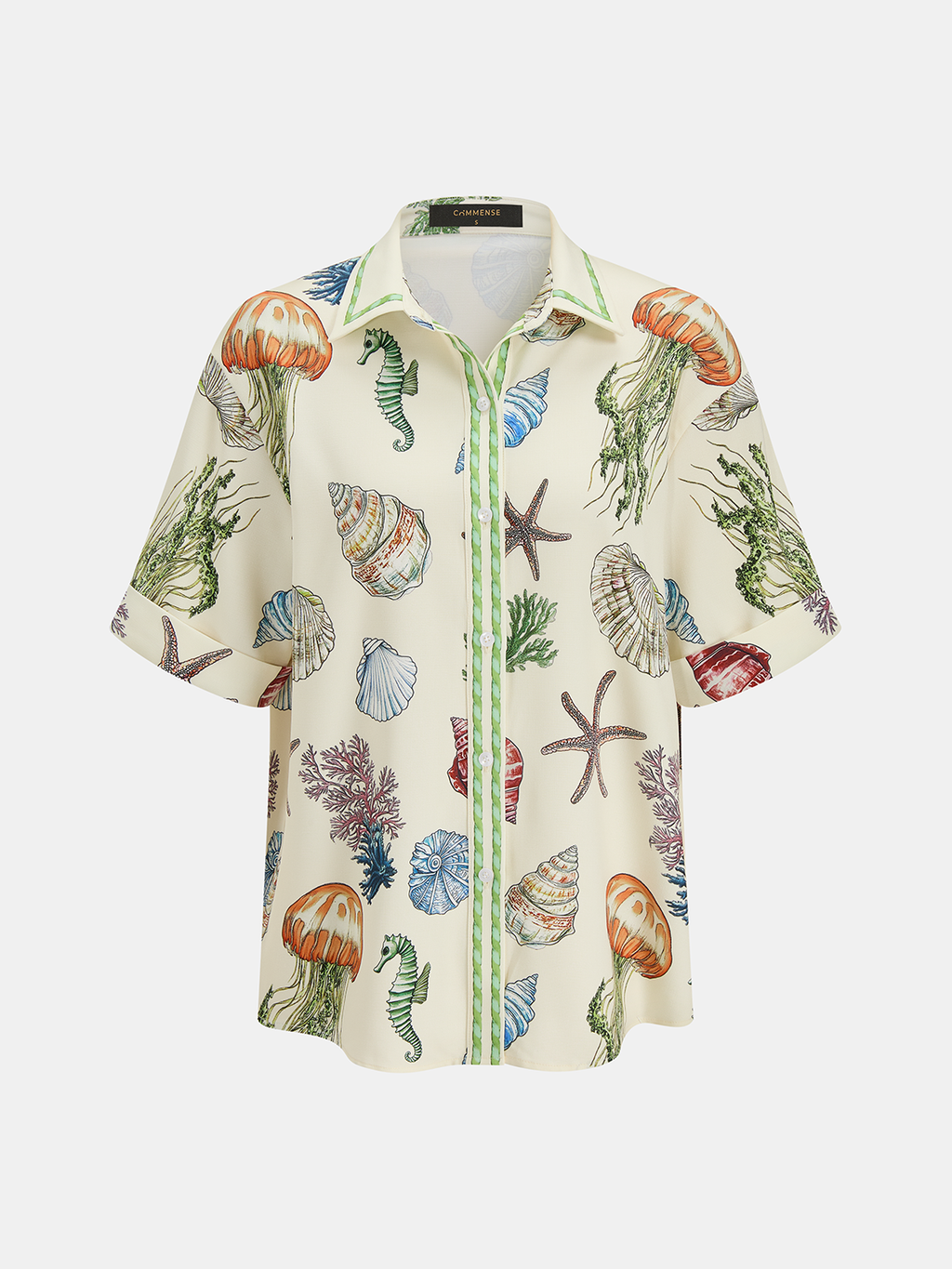 Marine Print Shirt & Drawstring Shorts Set