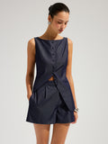 Ensemble débardeur et short en faux denim