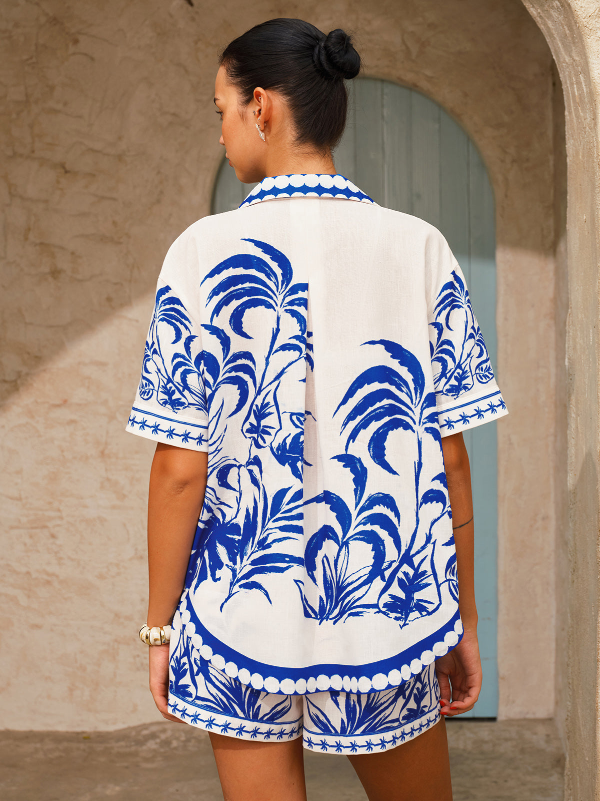 Hemd mit Palmenmuster und Shorts mit Kordelzug-Set