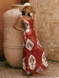 Maxikleid mit tropischem Print und Cut-Outs