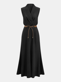 Belted Sleeveless Wrap Maxi Dress