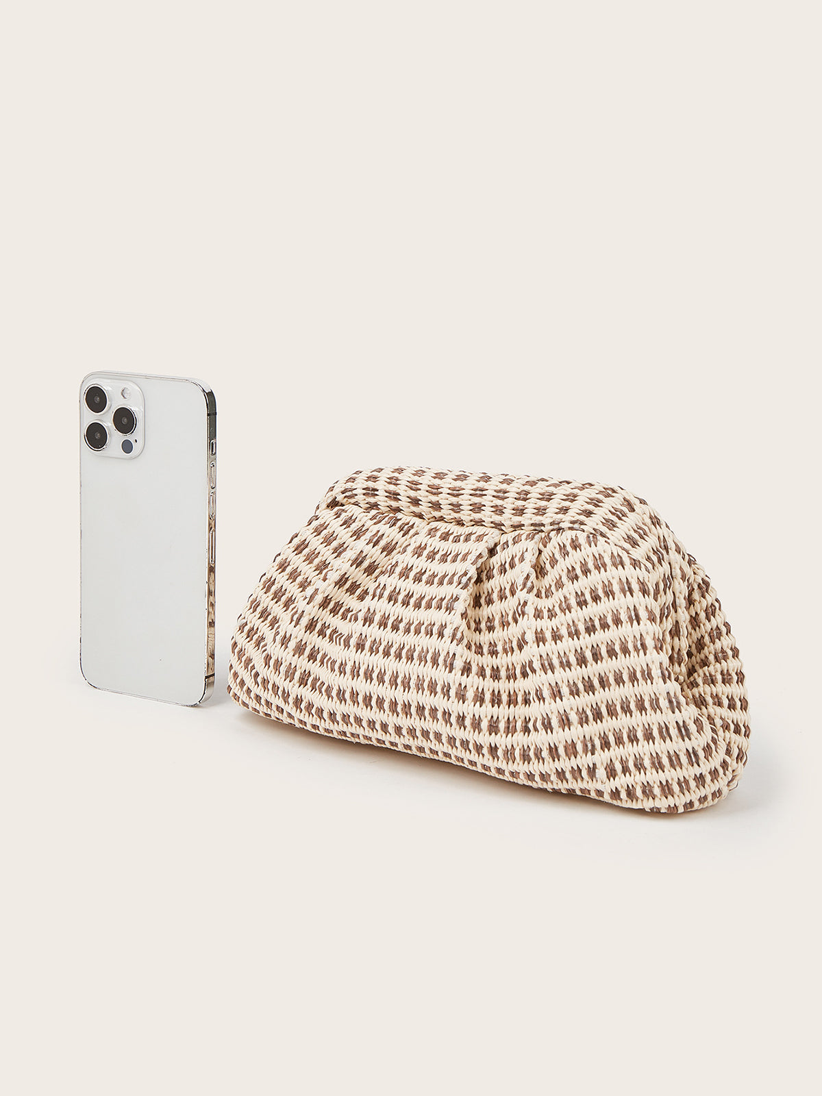 Pochette froncée tissée pied-de-poule