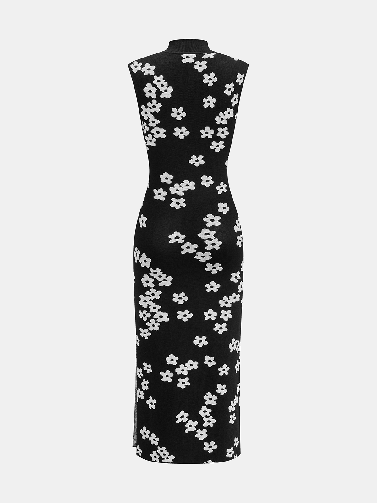 Robe midi sans manches en maille imprimée florale