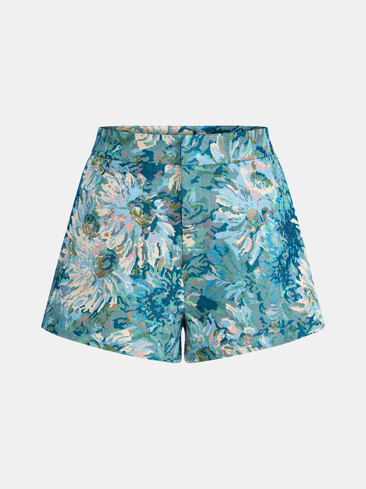 Shorts mit Blumen-Jacquardmuster und mittelhohem Bund