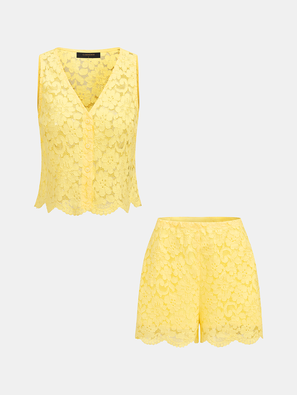 Ensemble haut sans manches et short en dentelle