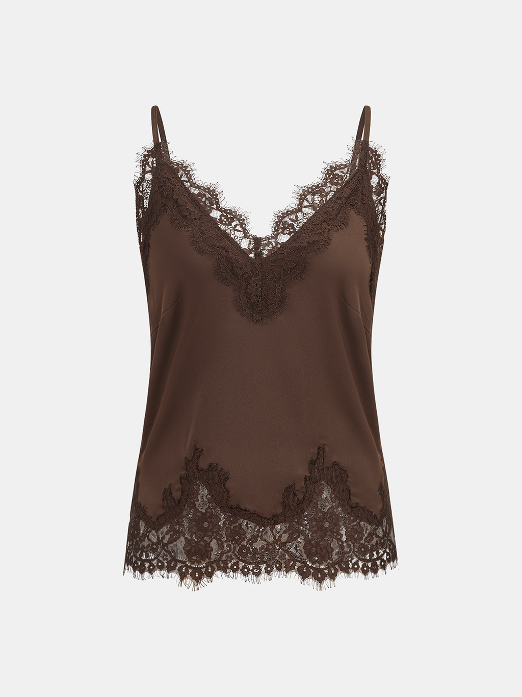 Satin-V-Neck-Trägertop mit Spitze