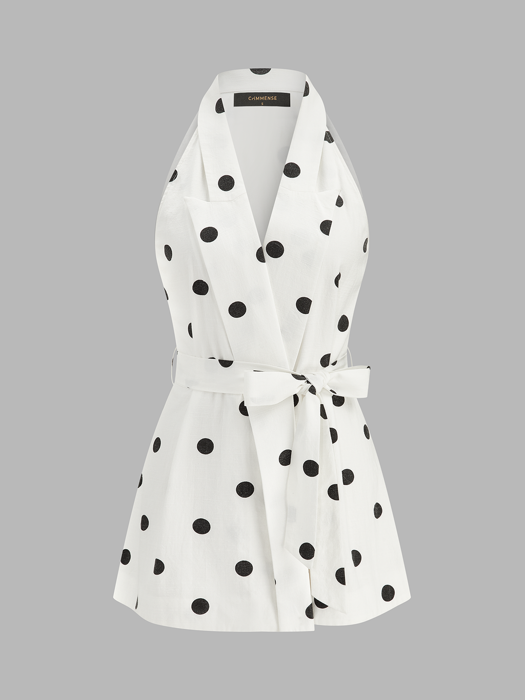 Ensemble haut ceinturé et short à pois