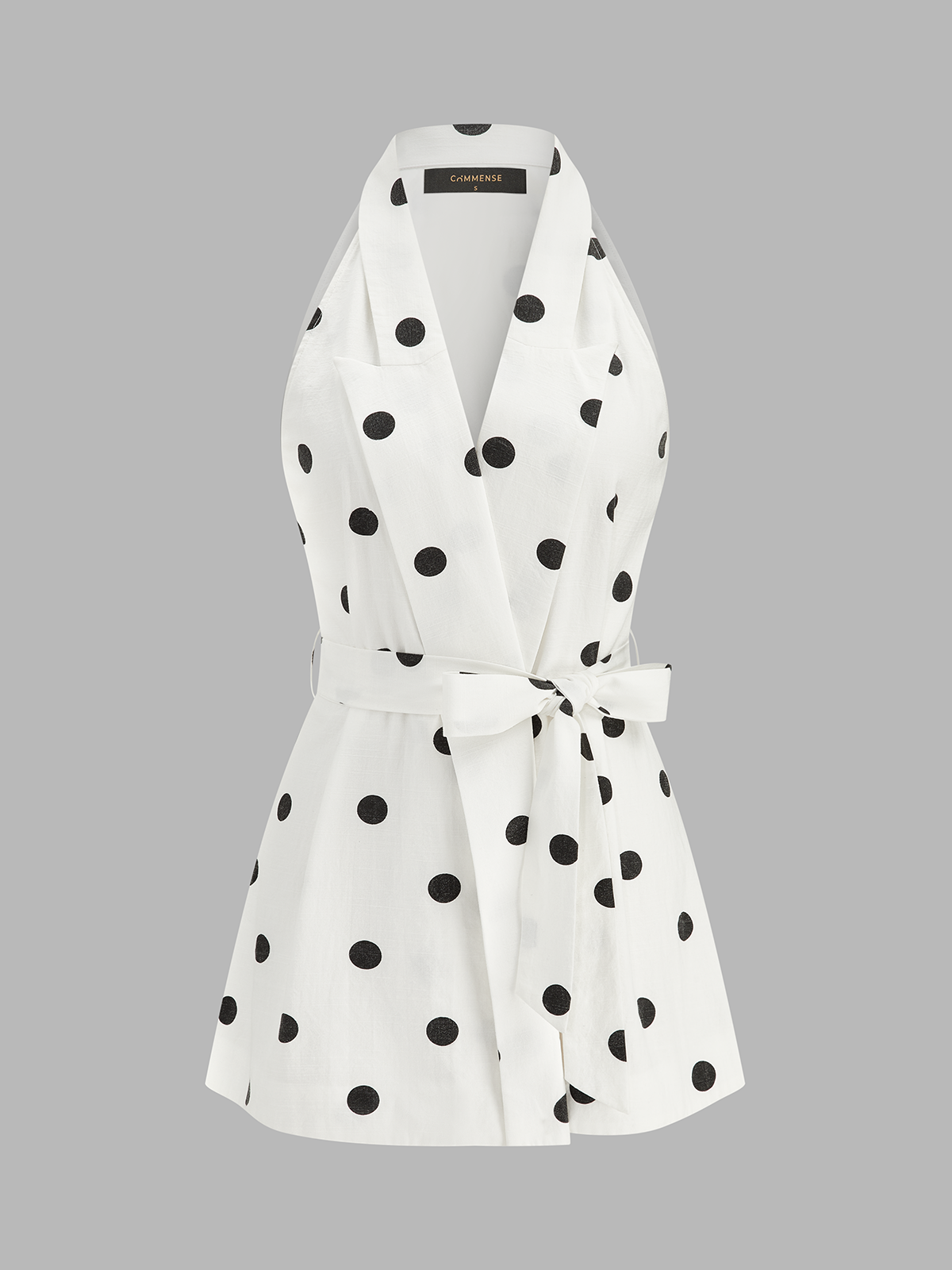 Ensemble haut ceinturé et short à pois
