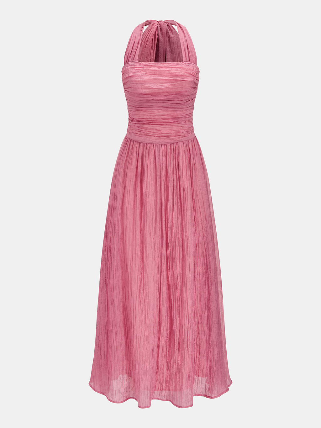 Robe longue texturée froissée à licou