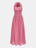 Robe longue texturée froissée à licou