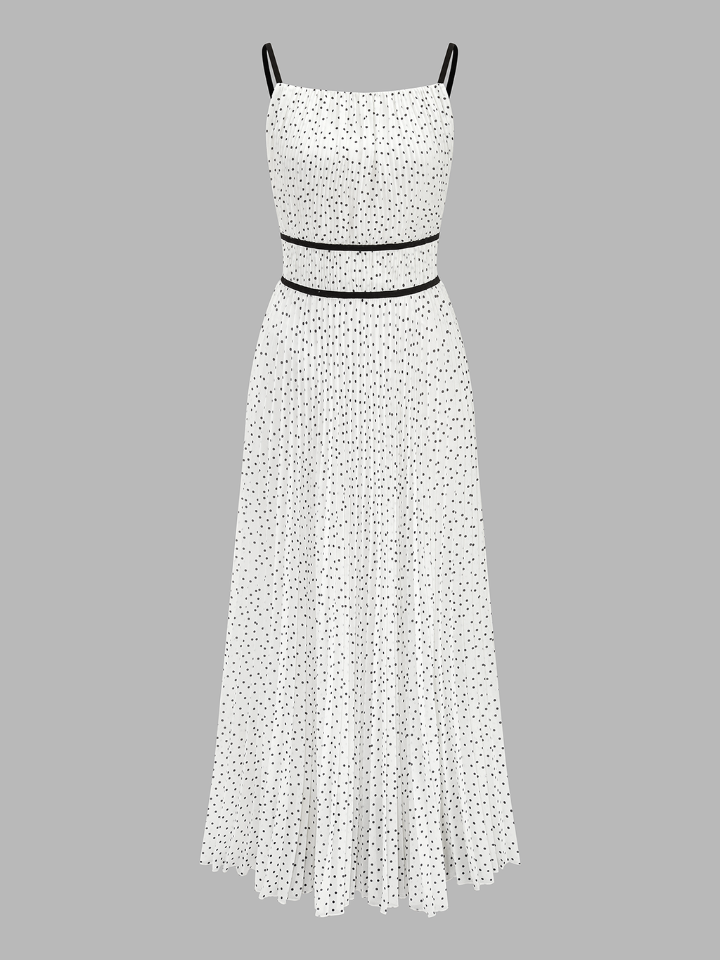 Polka Dot Pleated Cami Maxi Dress