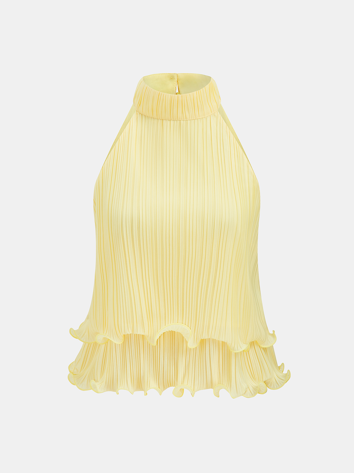 Gefaltetes, mehrlagiges Rüschen-Neckholder-Tanktop