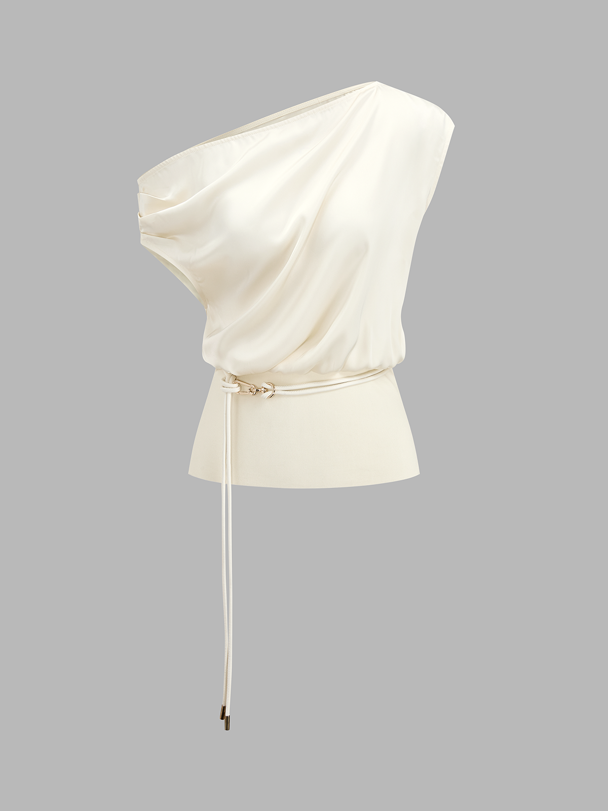 Haut en satin asymétrique ceinturé