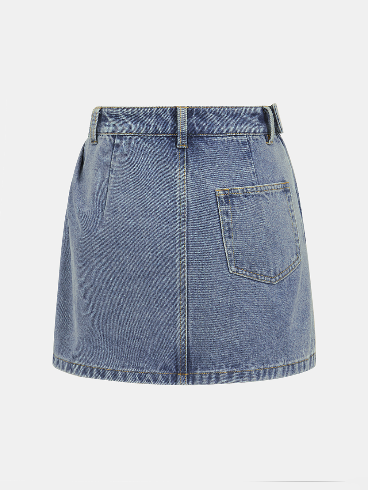 Mini-jupe en jean plissée asymétrique