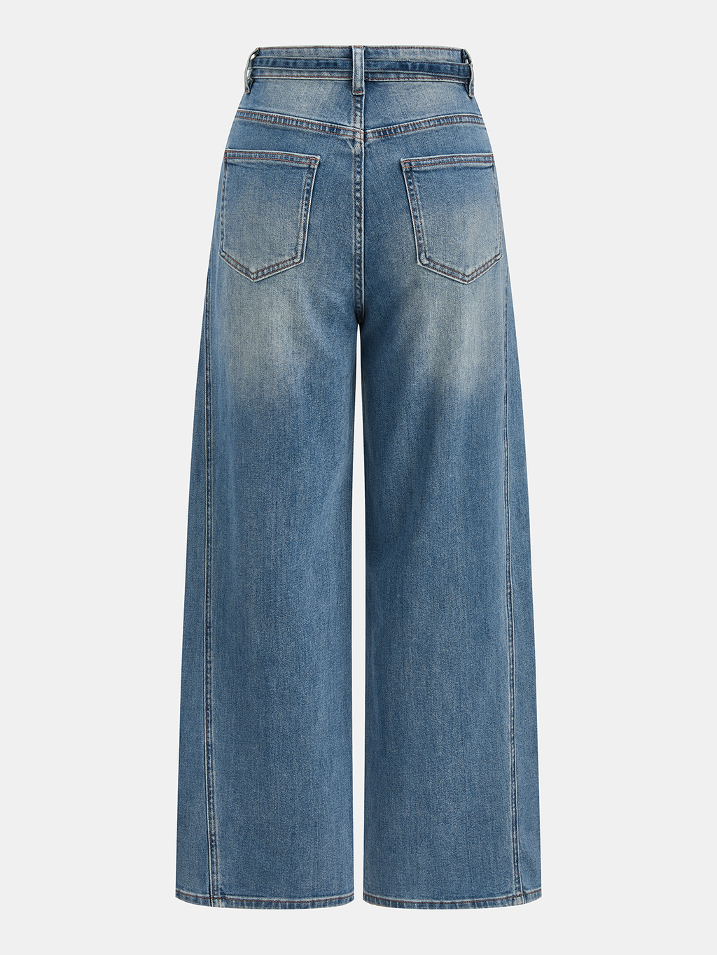 Jeans mit geraffter Taille und geschwungenem Bein