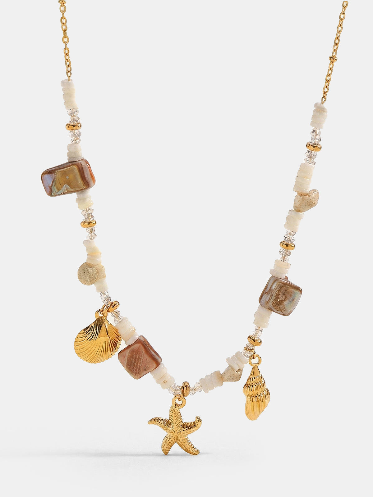 Collier perlé coquillage étoile de mer