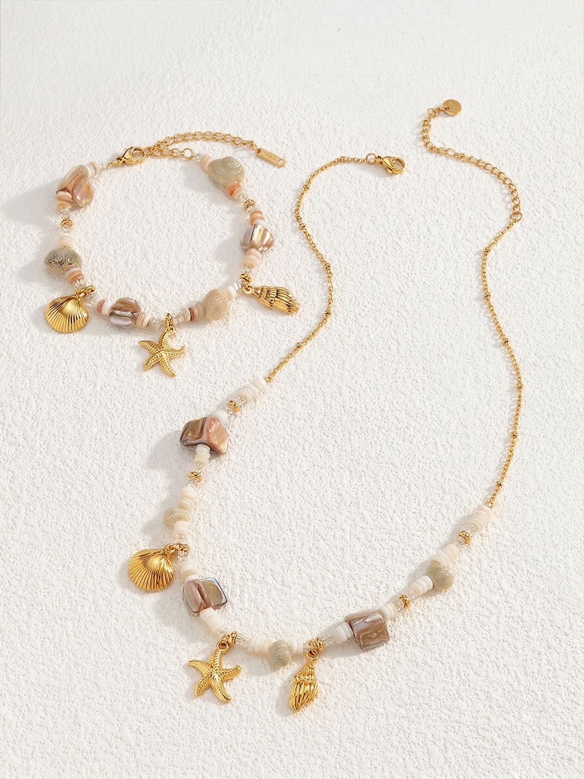 Collier perlé coquillage étoile de mer
