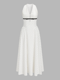 Ärmelloses plissiertes Maxikleid mit Tupfen