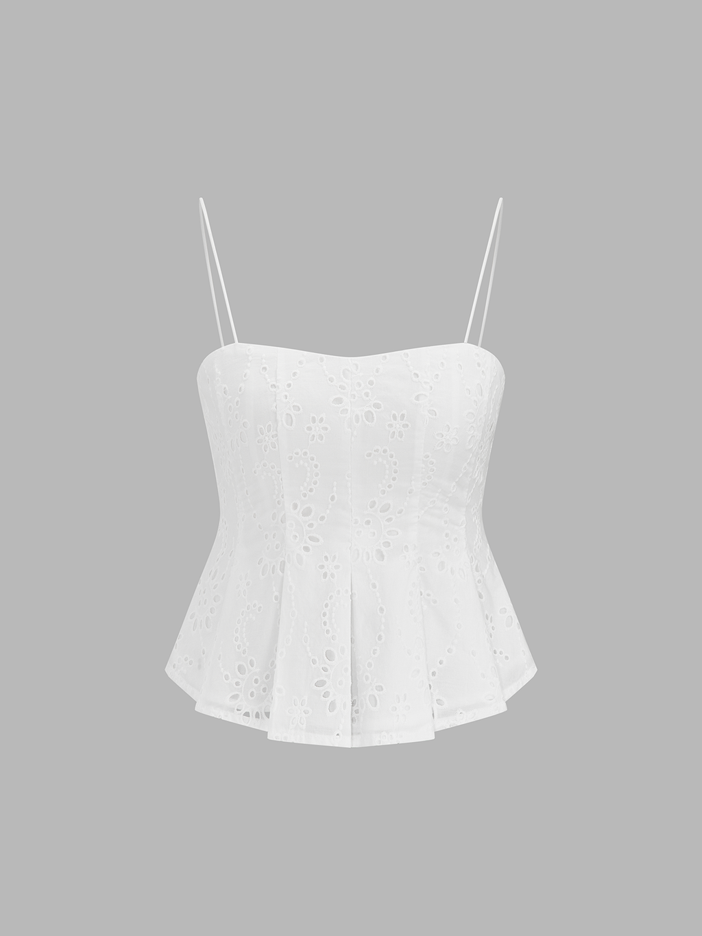 Set aus Cami-Top und Midirock mit Ösenstickerei