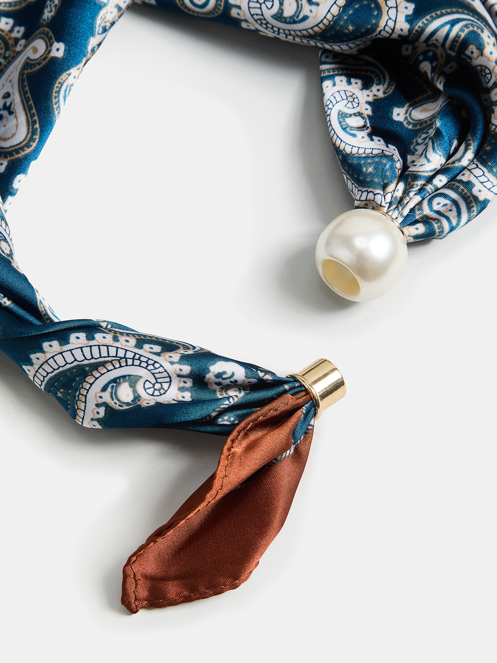 Paisley Printed Pearl Accent Scarf