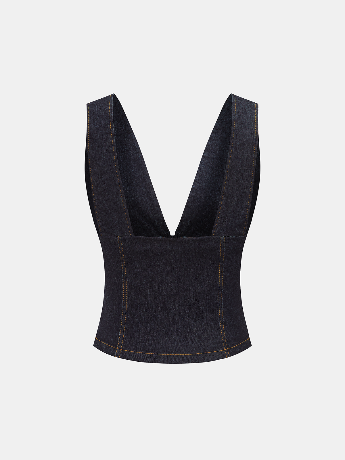 Jeans-Tanktop mit tiefem V-Ausschnitt und Metallknöpfen