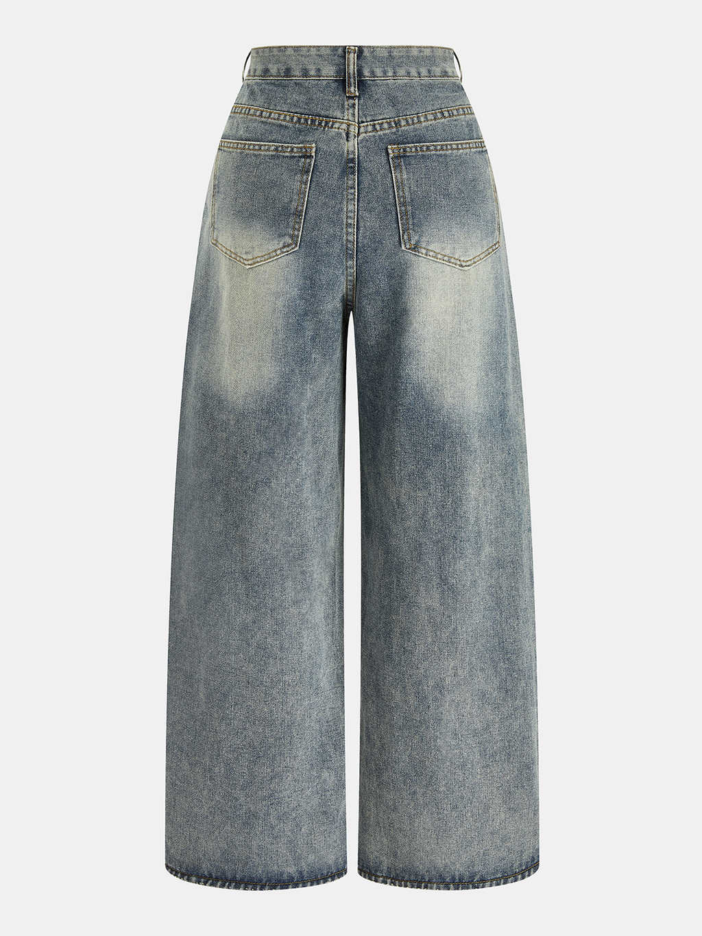 Asymmetrische Knopfleiste Weite Jeans