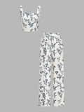 Ensemble caraco court à imprimé floral et pantalon large