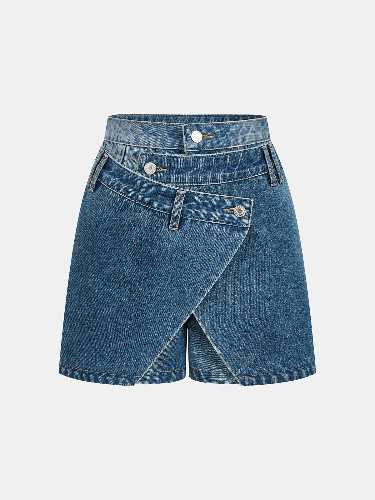 Gestufter Bund Asymmetrischer Jeans-Skort