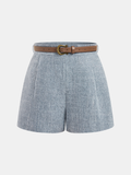 Short décontracté mi-taille ceinturé