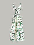 Front Tie Cami Top With Tiered Skirt Set