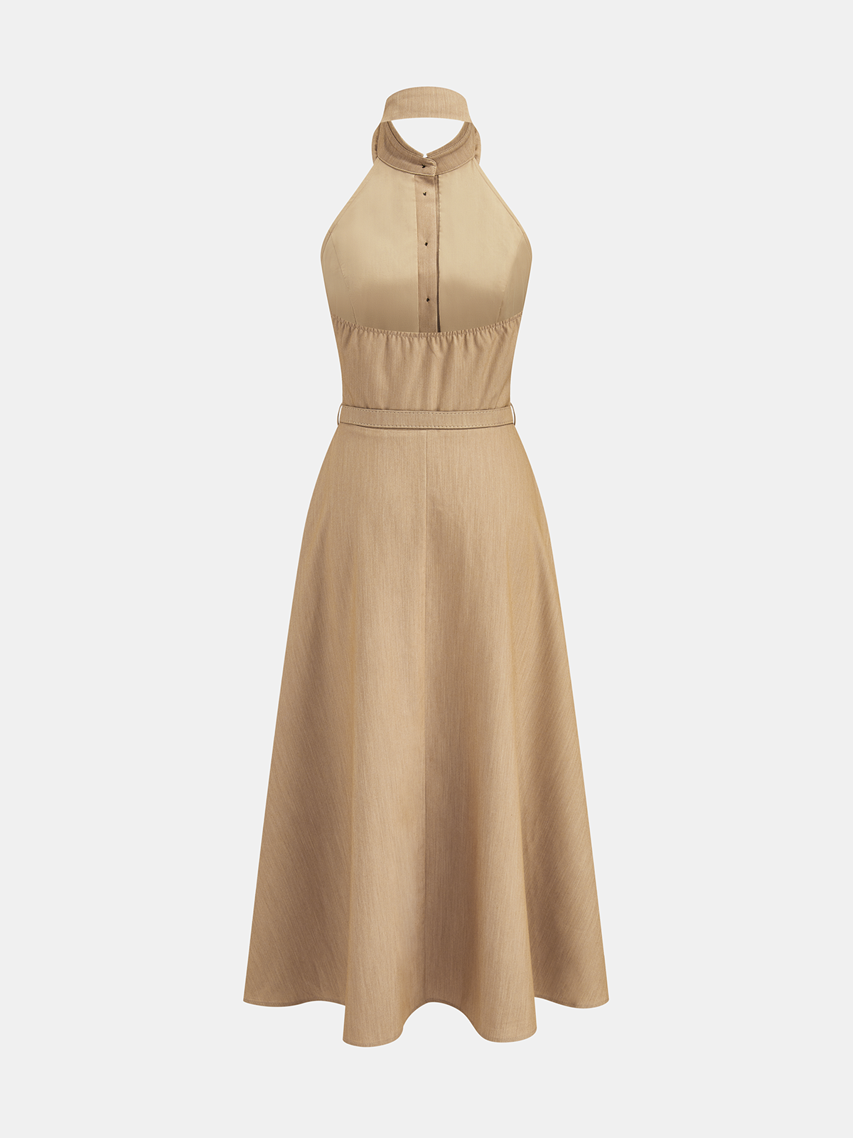 Maxikleid mit Kragen, Neckholder, Rückenausschnitt und Gürtel