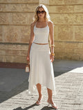 Lace Halter Crop Top & Asymmetric Midi Skirt Set