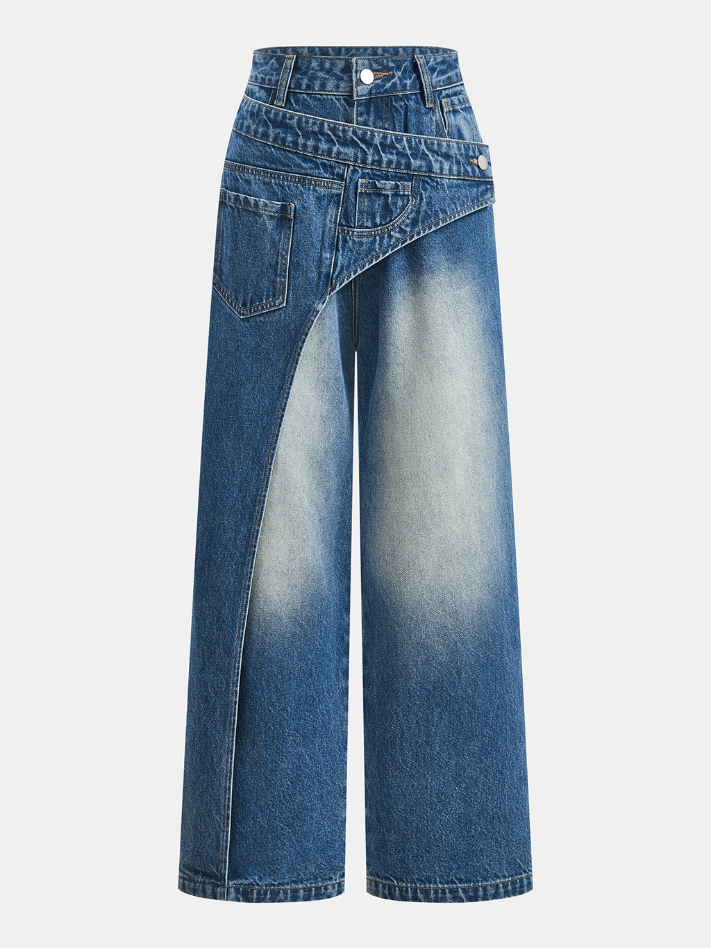 Asymmetrische dekonstruierte Wide-Leg-Jeans