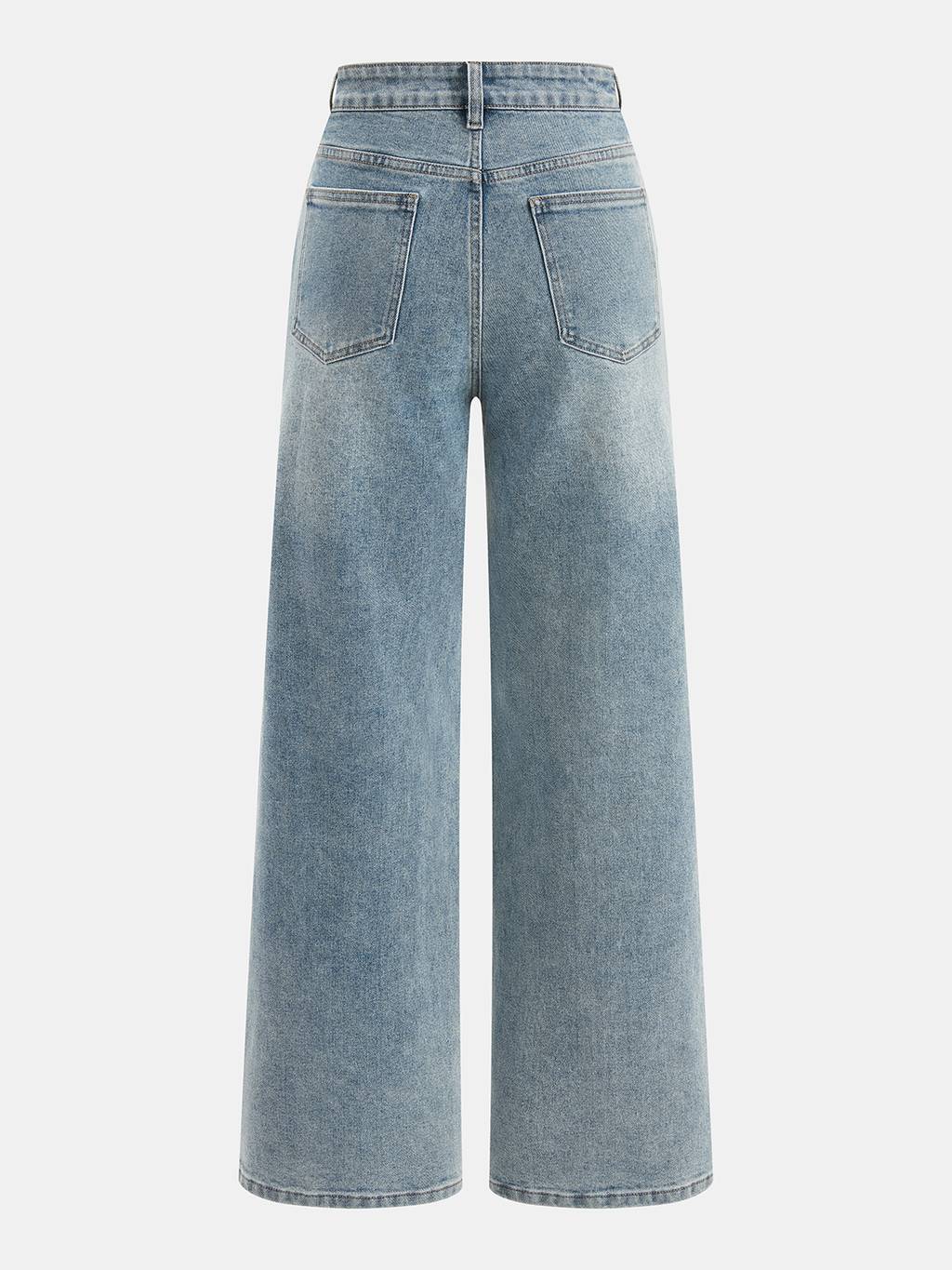Asymmetric Mid-Waist Straight-Leg Jeans