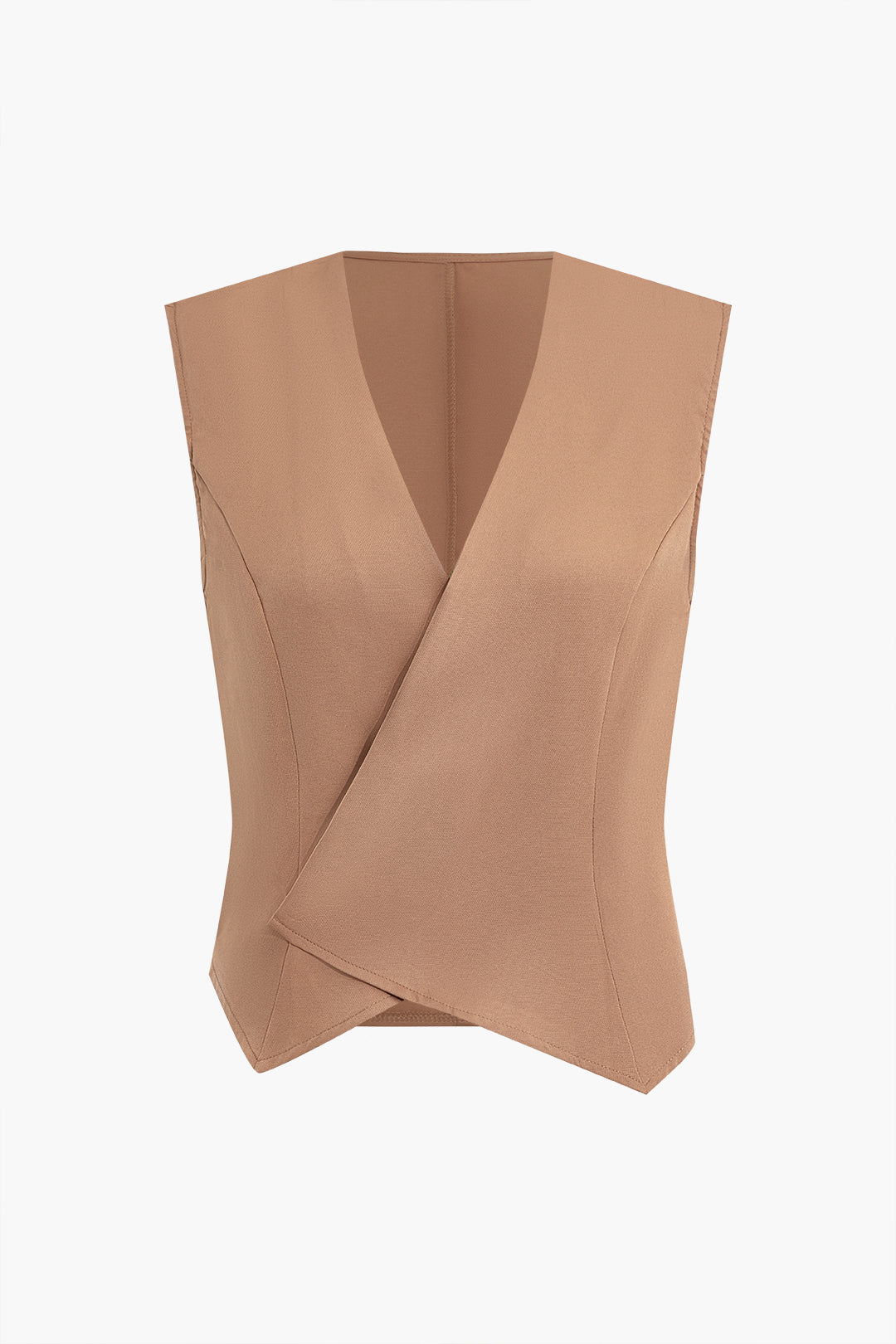 Crossed Tank Top And Pleated Flap Pocket Wide Leg Trousers Set